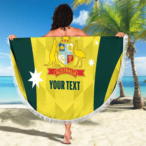 Australia Cricket Custom Beach Blanket Go Aussie Dynamic Yellow - Aussie Hoodie