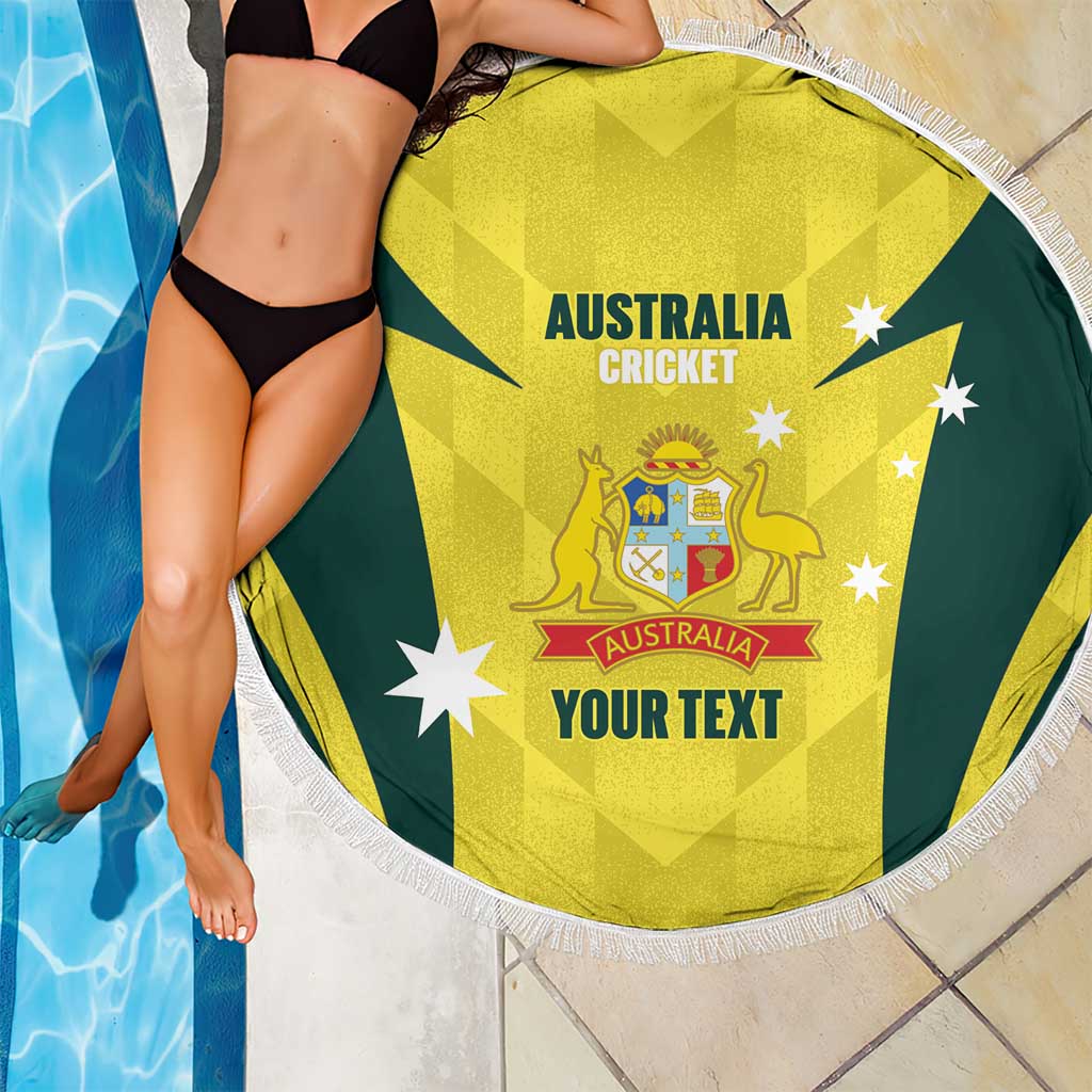 Australia Cricket Custom Beach Blanket Go Aussie Dynamic Yellow - Aussie Hoodie