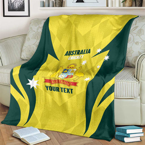 Australia Cricket Custom Blanket Go Aussie Dynamic Yellow - Aussie Hoodie