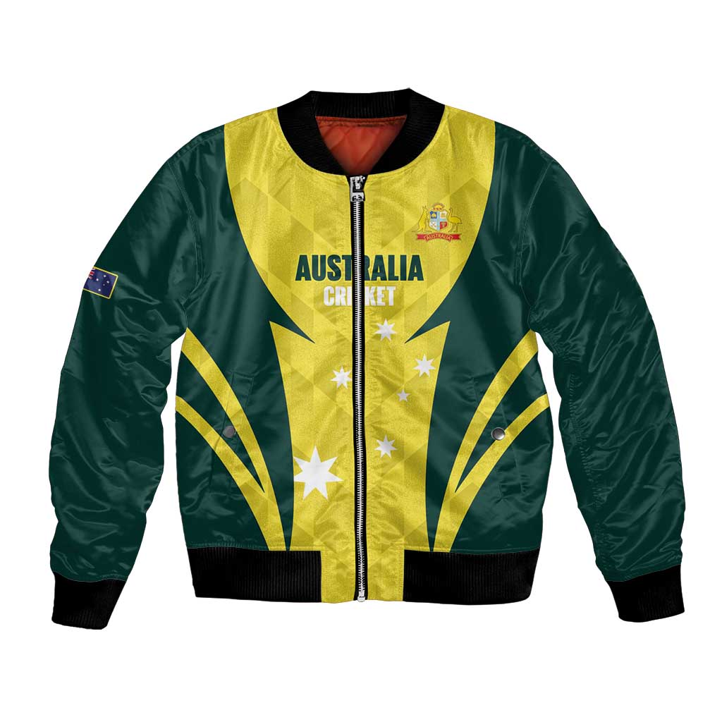 Australia Cricket Custom Bomber Jacket Go Aussie Dynamic Yellow - Aussie Hoodie