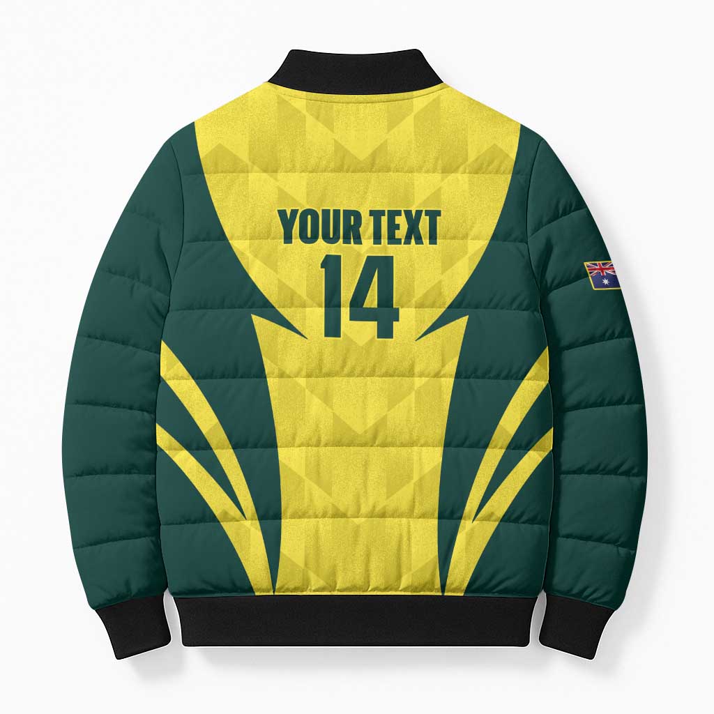 Australia Cricket Custom Bomber Puffer Jacket Go Aussie Dynamic Yellow - Aussie Hoodie
