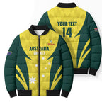 Australia Cricket Custom Bomber Puffer Jacket Go Aussie Dynamic Yellow - Aussie Hoodie