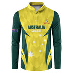 Australia Cricket Custom Button Sweatshirt Go Aussie Dynamic Yellow - Aussie Hoodie