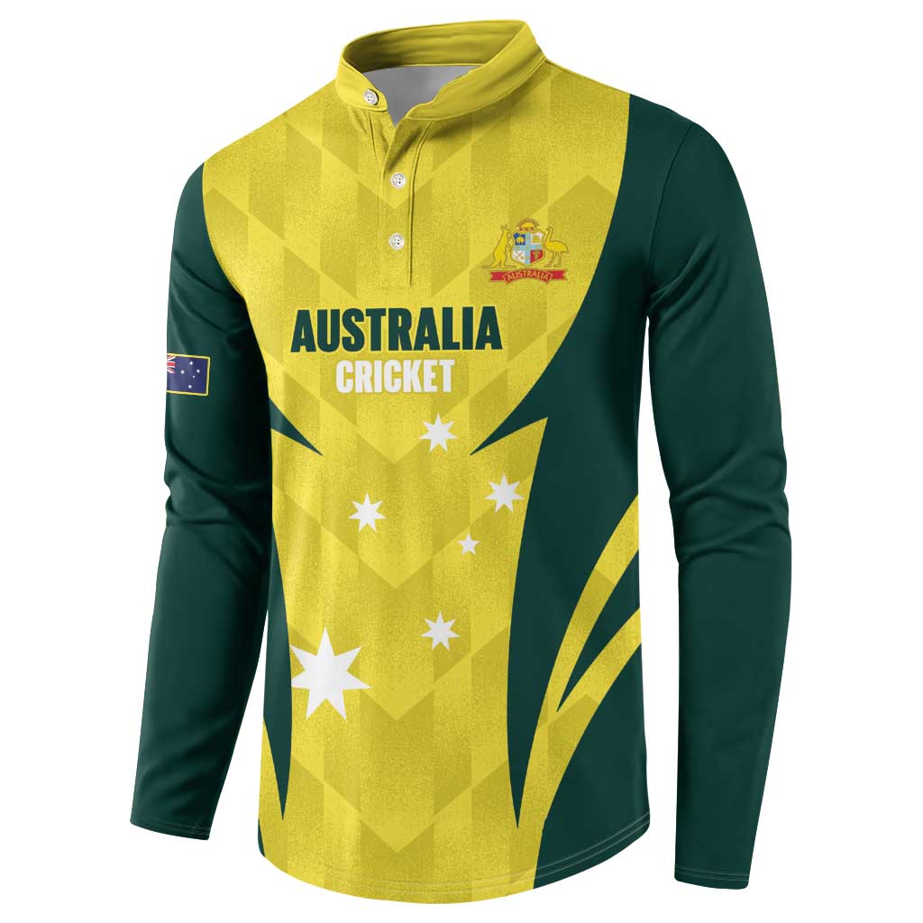 Australia Cricket Custom Button Sweatshirt Go Aussie Dynamic Yellow - Aussie Hoodie