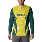 Australia Cricket Custom Button Sweatshirt Go Aussie Dynamic Yellow - Aussie Hoodie