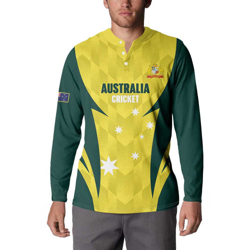Australia Cricket Custom Button Sweatshirt Go Aussie Dynamic Yellow - Aussie Hoodie