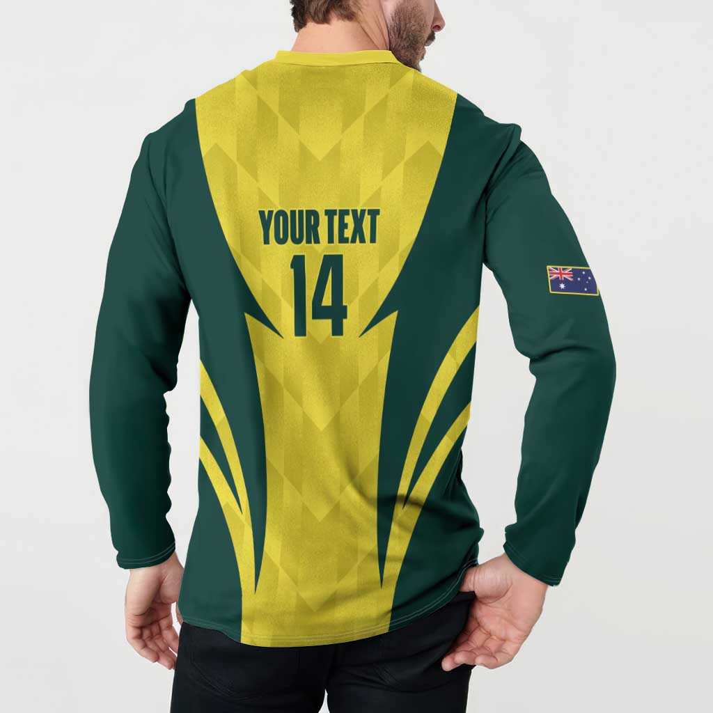 Australia Cricket Custom Button Sweatshirt Go Aussie Dynamic Yellow - Aussie Hoodie