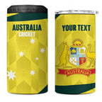 Australia Cricket Custom 4 in 1 Can Cooler Tumbler Go Aussie Dynamic Yellow - Aussie Hoodie