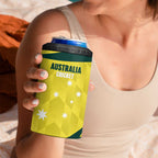 Australia Cricket Custom 4 in 1 Can Cooler Tumbler Go Aussie Dynamic Yellow - Aussie Hoodie