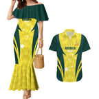Australia Cricket Custom Couples Matching Mermaid Dress and Hawaiian Shirt Go Aussie Dynamic Yellow - Aussie Hoodie