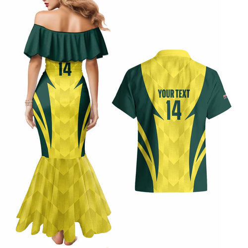 Australia Cricket Custom Couples Matching Mermaid Dress and Hawaiian Shirt Go Aussie Dynamic Yellow - Aussie Hoodie