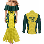 Australia Cricket Custom Couples Matching Mermaid Dress and Long Sleeve Button Shirt Go Aussie Dynamic Yellow - Aussie Hoodie
