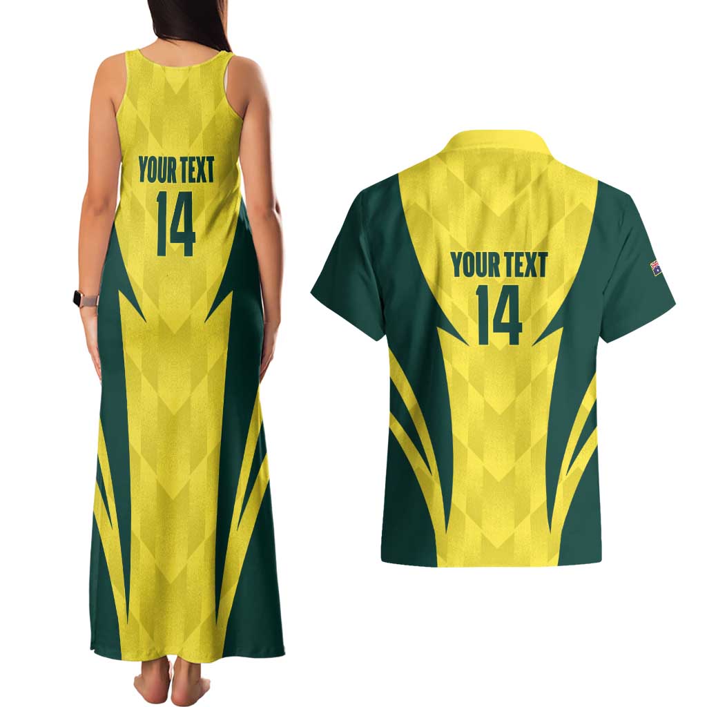 Australia Cricket Custom Couples Matching Tank Maxi Dress and Hawaiian Shirt Go Aussie Dynamic Yellow - Aussie Hoodie