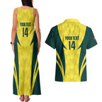 Australia Cricket Custom Couples Matching Tank Maxi Dress and Hawaiian Shirt Go Aussie Dynamic Yellow - Aussie Hoodie