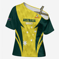 Australia Cricket Custom Cross Shoulder Shirt Go Aussie Dynamic Yellow - Aussie Hoodie