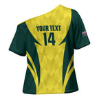 Australia Cricket Custom Cross Shoulder Shirt Go Aussie Dynamic Yellow - Aussie Hoodie