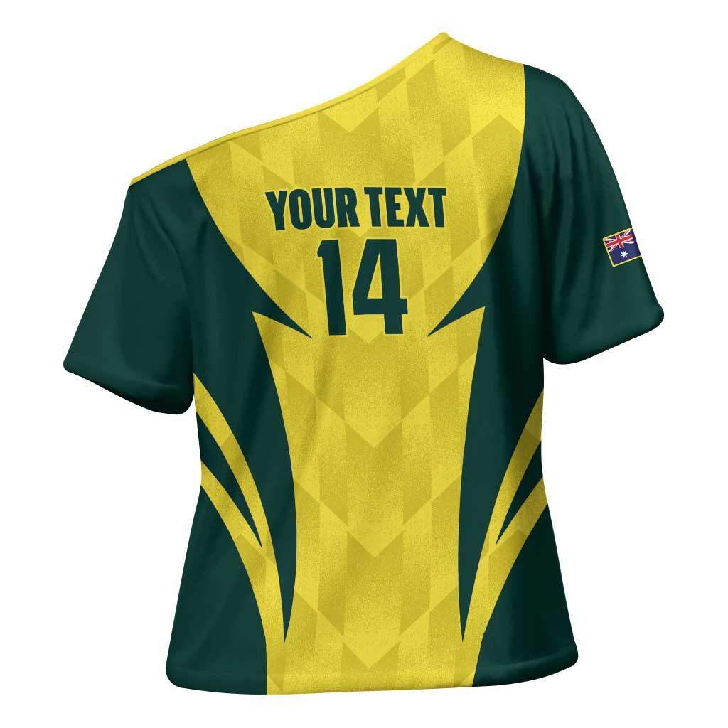 Australia Cricket Custom Cross Shoulder Shirt Go Aussie Dynamic Yellow - Aussie Hoodie
