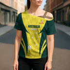 Australia Cricket Custom Cross Shoulder Shirt Go Aussie Dynamic Yellow - Aussie Hoodie