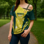 Australia Cricket Custom Cross Shoulder Shirt Go Aussie Dynamic Yellow - Aussie Hoodie