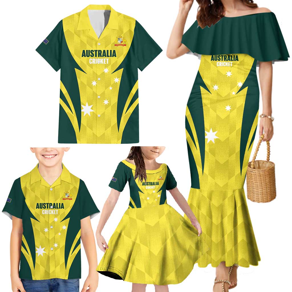 Australia Cricket Custom Family Matching Mermaid Dress and Hawaiian Shirt Go Aussie Dynamic Yellow - Aussie Hoodie