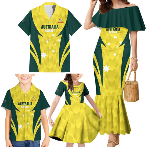 Australia Cricket Custom Family Matching Mermaid Dress and Hawaiian Shirt Go Aussie Dynamic Yellow - Aussie Hoodie