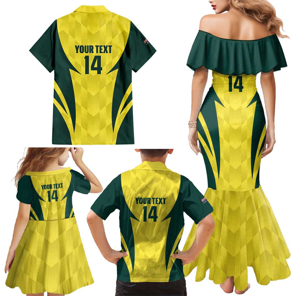 Australia Cricket Custom Family Matching Mermaid Dress and Hawaiian Shirt Go Aussie Dynamic Yellow - Aussie Hoodie