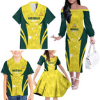 Australia Cricket Custom Family Matching Off The Shoulder Long Sleeve Dress and Hawaiian Shirt Go Aussie Dynamic Yellow - Aussie Hoodie