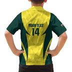Australia Cricket Custom Family Matching Off The Shoulder Long Sleeve Dress and Hawaiian Shirt Go Aussie Dynamic Yellow - Aussie Hoodie