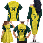 Australia Cricket Custom Family Matching Off The Shoulder Long Sleeve Dress and Hawaiian Shirt Go Aussie Dynamic Yellow - Aussie Hoodie