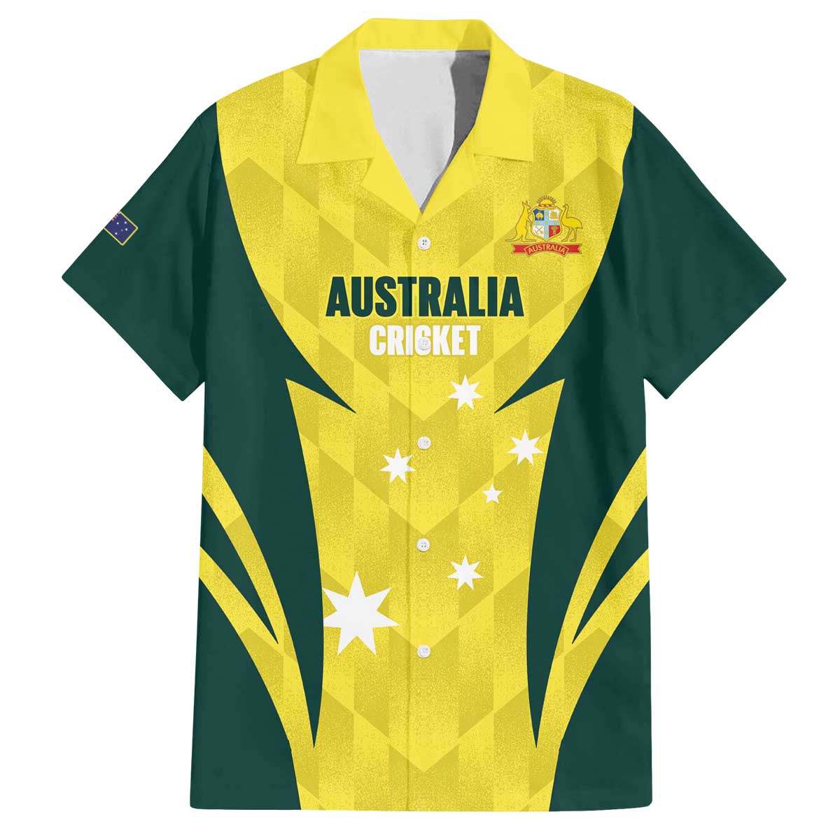 Australia Cricket Custom Family Matching Off The Shoulder Long Sleeve Dress and Hawaiian Shirt Go Aussie Dynamic Yellow - Aussie Hoodie
