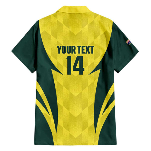 Australia Cricket Custom Family Matching Off The Shoulder Long Sleeve Dress and Hawaiian Shirt Go Aussie Dynamic Yellow - Aussie Hoodie