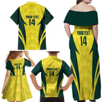 Australia Cricket Custom Family Matching Off Shoulder Maxi Dress and Hawaiian Shirt Go Aussie Dynamic Yellow - Aussie Hoodie