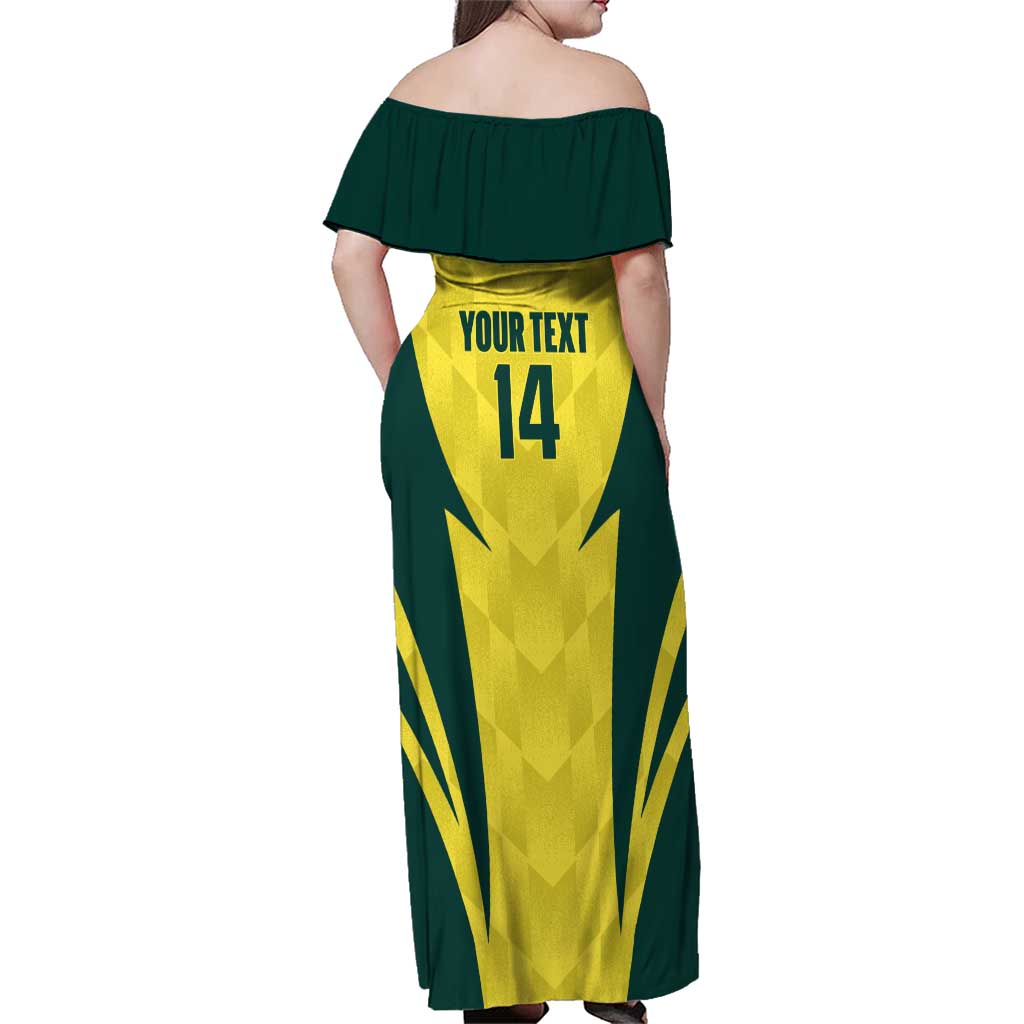 Australia Cricket Custom Family Matching Off Shoulder Maxi Dress and Hawaiian Shirt Go Aussie Dynamic Yellow - Aussie Hoodie