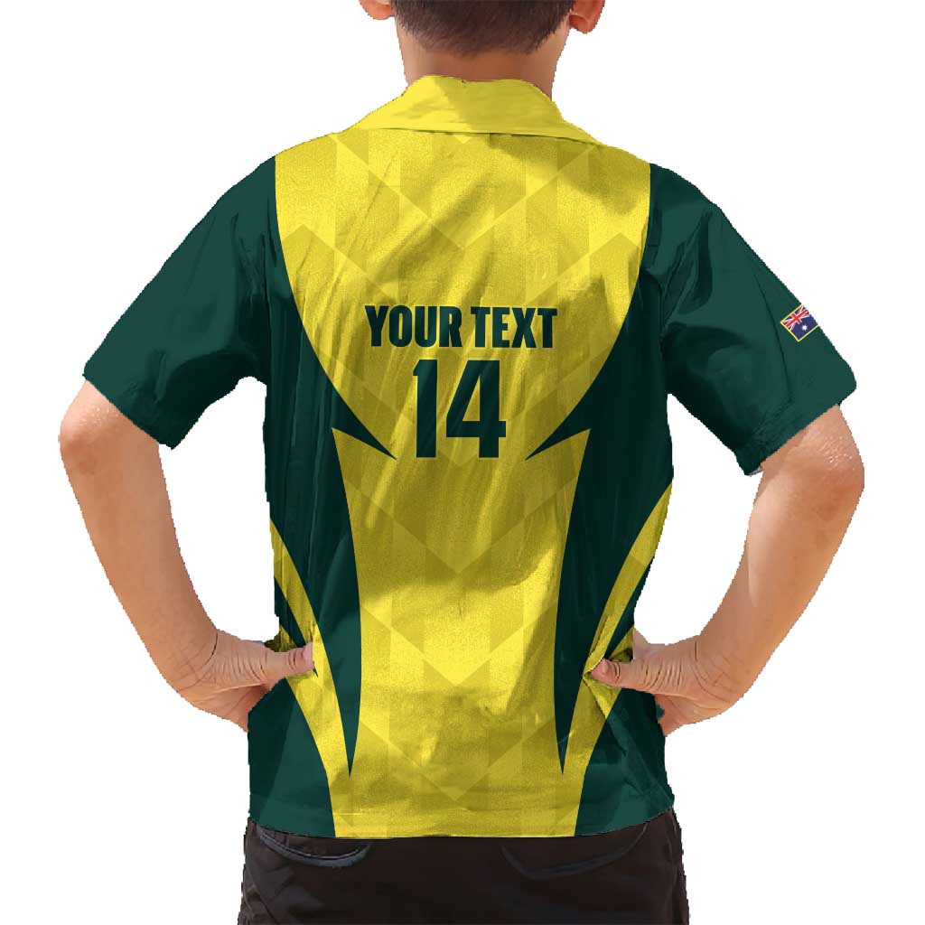 Australia Cricket Custom Family Matching Off Shoulder Short Dress and Hawaiian Shirt Go Aussie Dynamic Yellow - Aussie Hoodie