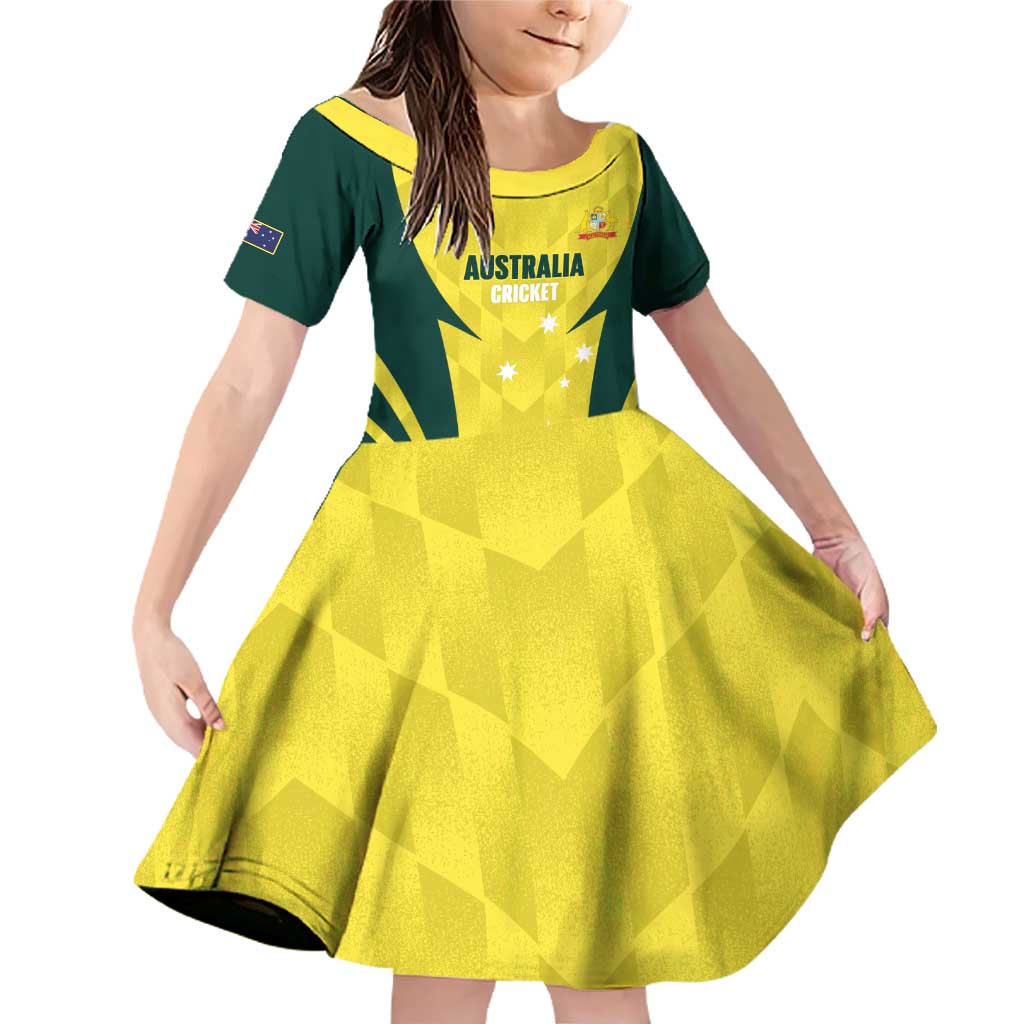 Australia Cricket Custom Family Matching Off Shoulder Short Dress and Hawaiian Shirt Go Aussie Dynamic Yellow - Aussie Hoodie