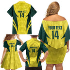 Australia Cricket Custom Family Matching Off Shoulder Short Dress and Hawaiian Shirt Go Aussie Dynamic Yellow - Aussie Hoodie