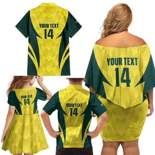 Australia Cricket Custom Family Matching Off Shoulder Short Dress and Hawaiian Shirt Go Aussie Dynamic Yellow - Aussie Hoodie