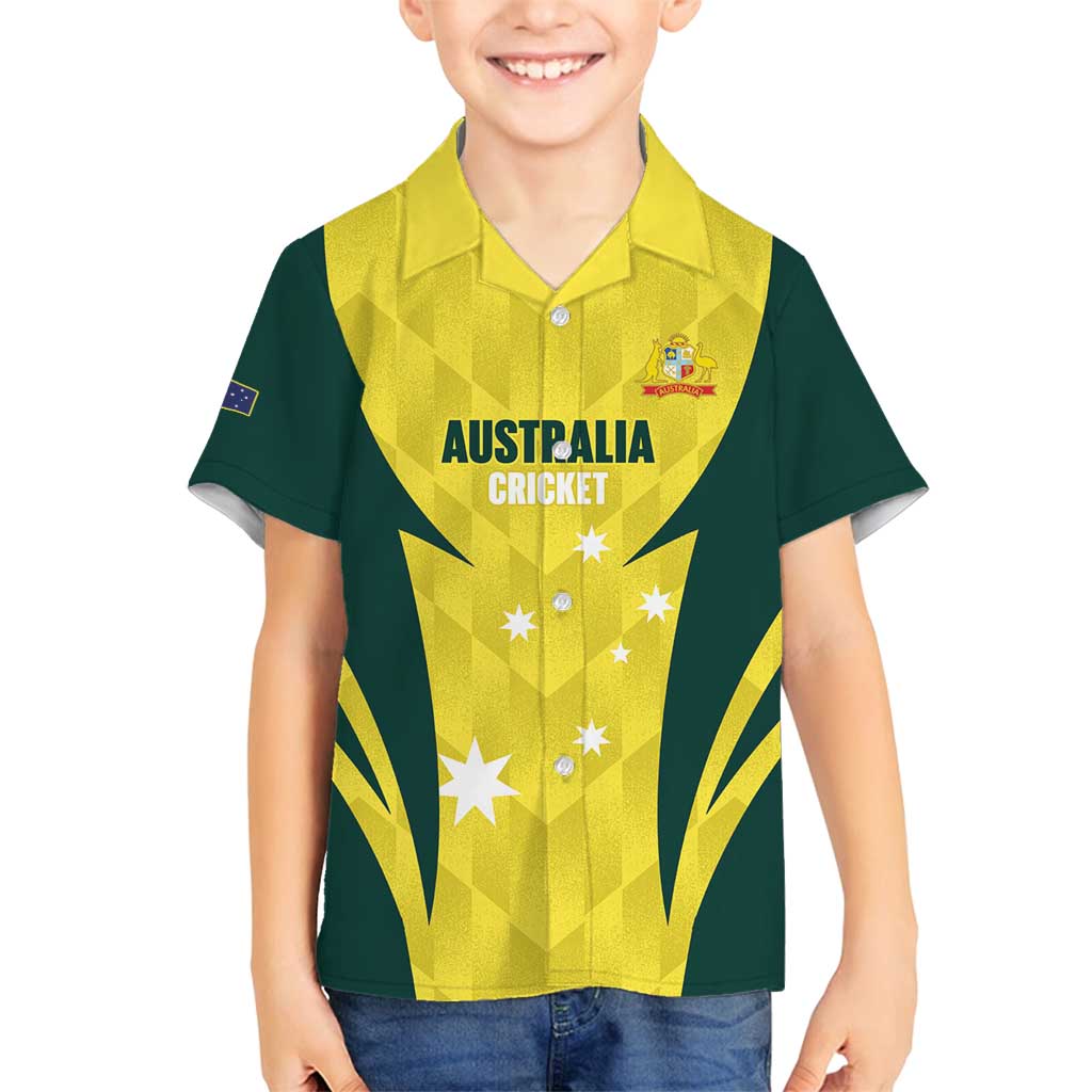 Australia Cricket Custom Family Matching Off Shoulder Short Dress and Hawaiian Shirt Go Aussie Dynamic Yellow - Aussie Hoodie