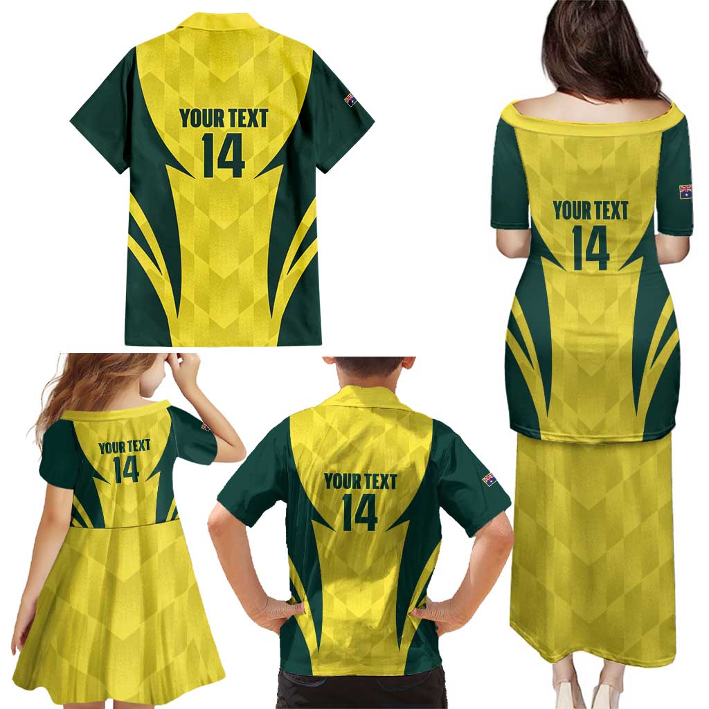 Australia Cricket Custom Family Matching Puletasi and Hawaiian Shirt Go Aussie Dynamic Yellow - Aussie Hoodie