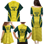 Australia Cricket Custom Family Matching Puletasi and Hawaiian Shirt Go Aussie Dynamic Yellow - Aussie Hoodie