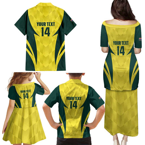 Australia Cricket Custom Family Matching Puletasi and Hawaiian Shirt Go Aussie Dynamic Yellow - Aussie Hoodie