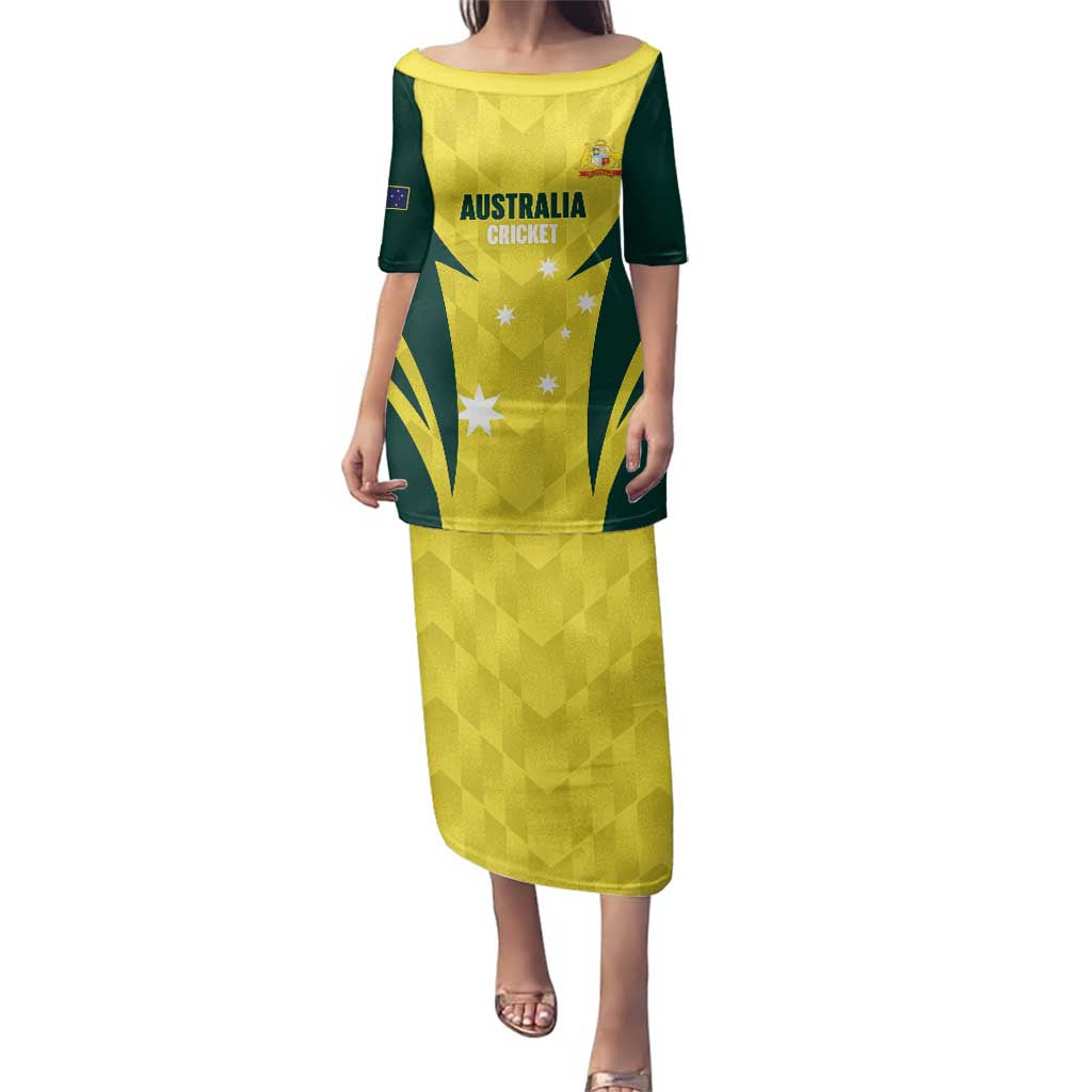 Australia Cricket Custom Family Matching Puletasi and Hawaiian Shirt Go Aussie Dynamic Yellow - Aussie Hoodie