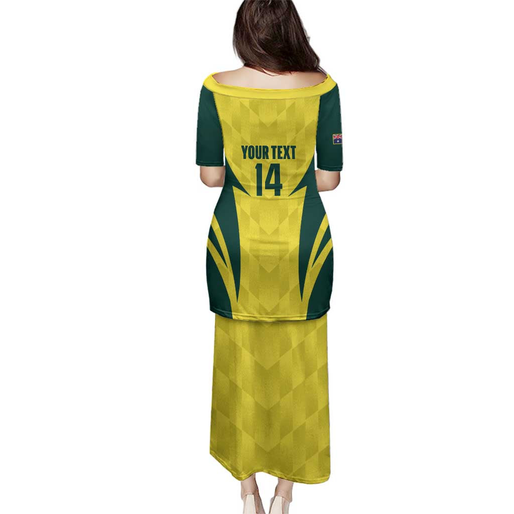 Australia Cricket Custom Family Matching Puletasi and Hawaiian Shirt Go Aussie Dynamic Yellow - Aussie Hoodie