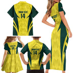 Australia Cricket Custom Family Matching Short Sleeve Bodycon Dress and Hawaiian Shirt Go Aussie Dynamic Yellow - Aussie Hoodie