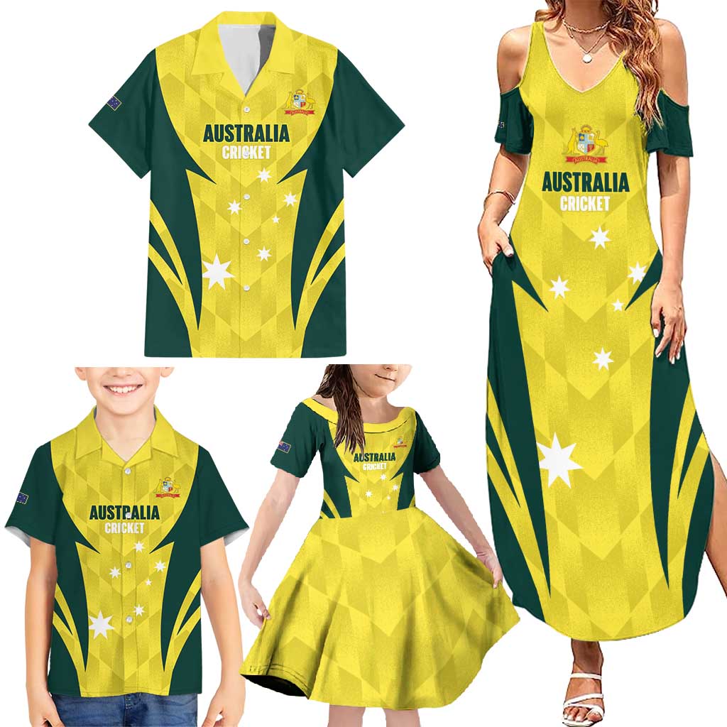 Australia Cricket Custom Family Matching Summer Maxi Dress and Hawaiian Shirt Go Aussie Dynamic Yellow - Aussie Hoodie