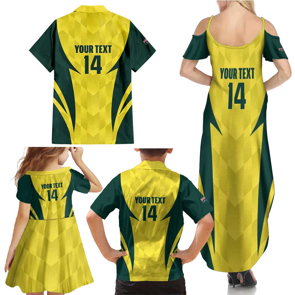 Australia Cricket Custom Family Matching Summer Maxi Dress and Hawaiian Shirt Go Aussie Dynamic Yellow - Aussie Hoodie