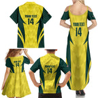 Australia Cricket Custom Family Matching Summer Maxi Dress and Hawaiian Shirt Go Aussie Dynamic Yellow - Aussie Hoodie