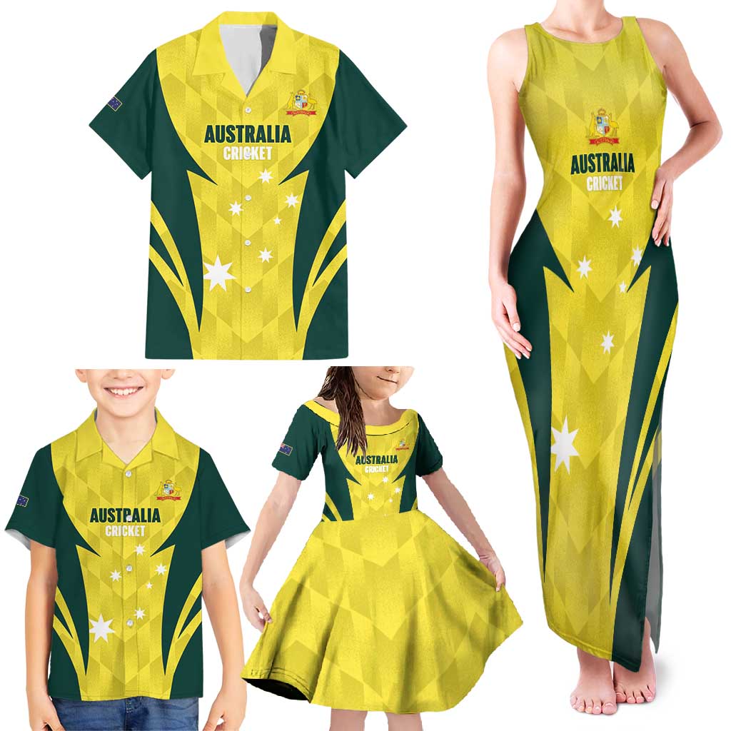 Australia Cricket Custom Family Matching Tank Maxi Dress and Hawaiian Shirt Go Aussie Dynamic Yellow - Aussie Hoodie