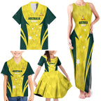 Australia Cricket Custom Family Matching Tank Maxi Dress and Hawaiian Shirt Go Aussie Dynamic Yellow - Aussie Hoodie