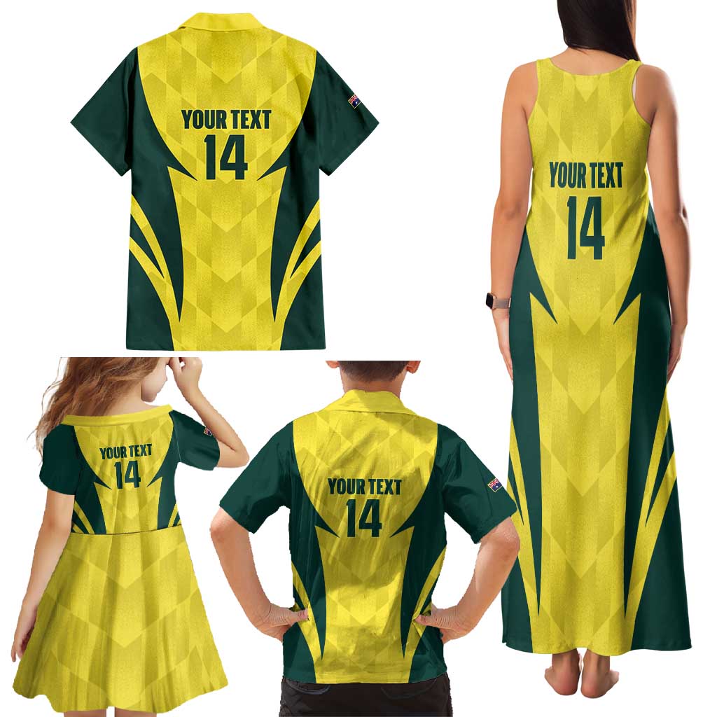 Australia Cricket Custom Family Matching Tank Maxi Dress and Hawaiian Shirt Go Aussie Dynamic Yellow - Aussie Hoodie